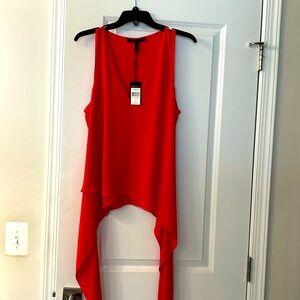 NWT BCBG Sleeveless High Low Top Red Berry Size L